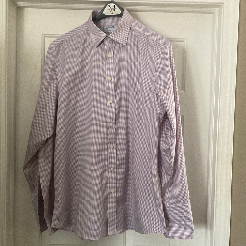 Charles Tyrwhitt purple square pattern dress shirt